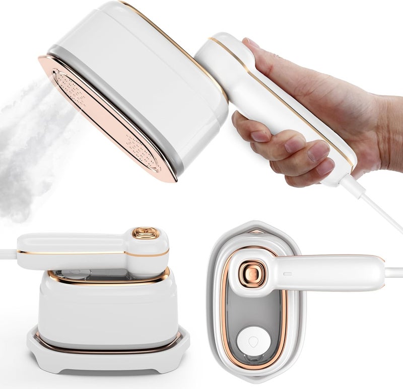 TEKI Travel Steamer for Clothes, 1200W Mini Travel Iron with Steam, Handheld Rotary Garment Iron, Wrinkle Remover, 10s Fast Heating, White, 1 Piece - Image 1